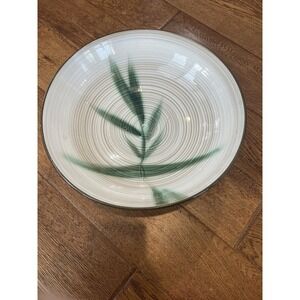 Vintage‎ Hand Crafted Stoneware Bowl Bamboo Japan Textured 12" X 4"